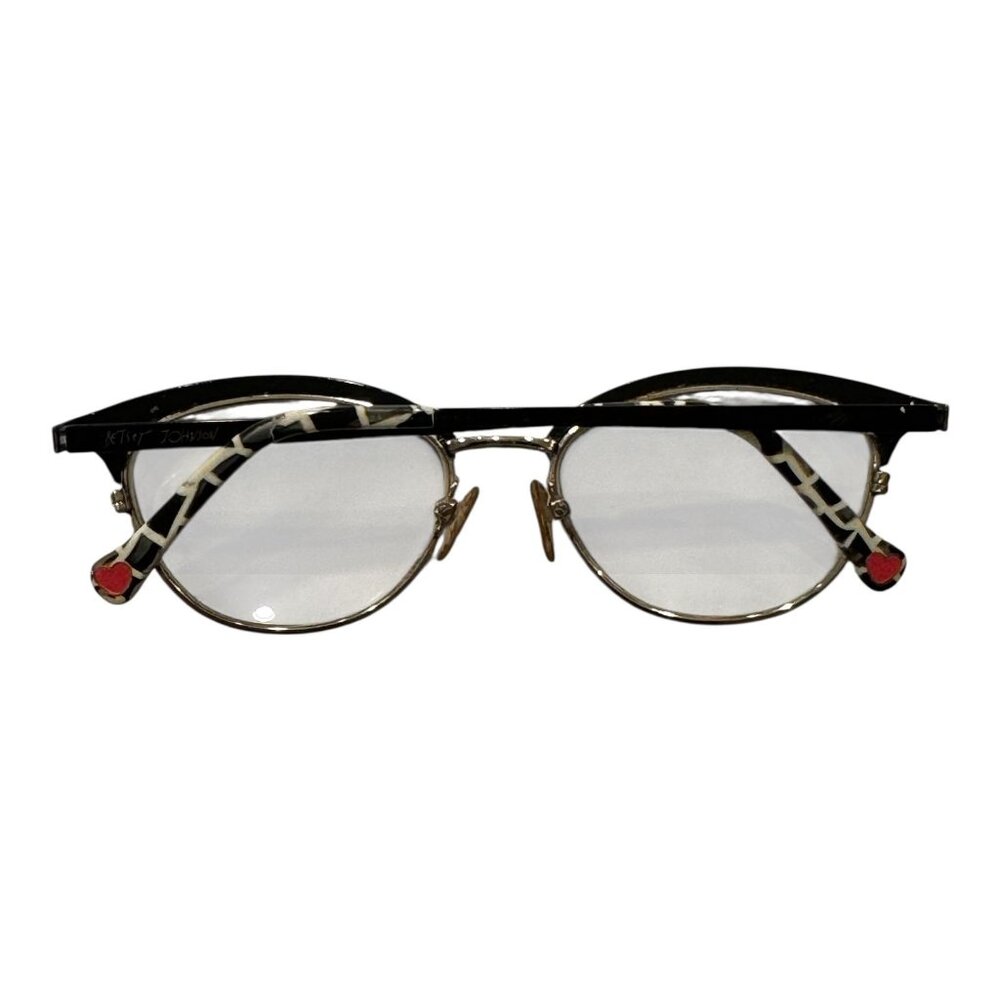 Betsey Johnson Womens Fox Black Eyeglass Frame Metal Giraffe Print 50-16-135